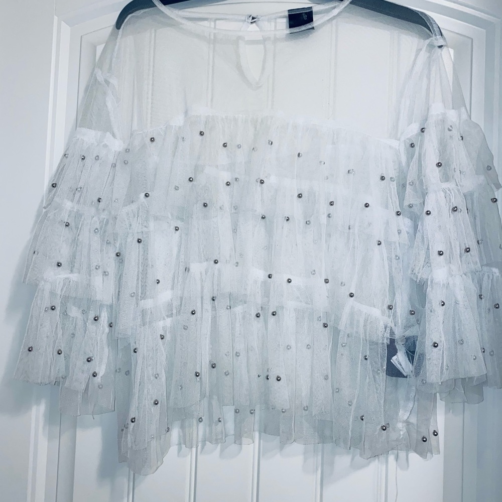 White transparent net top